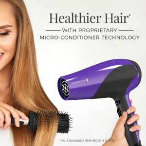 Remington D3190 Damage Protection Hair Dryer with Ceramic + Ionic + Tourmaline Technology, Purple